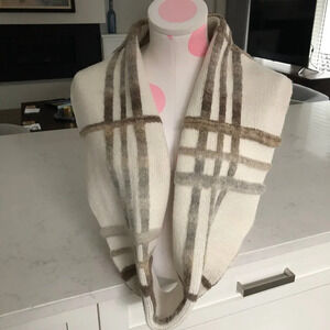 Max Mara Weekend Wool Blend Infinity Scarf Cream Tan Brown Gray Sz OS NWOT